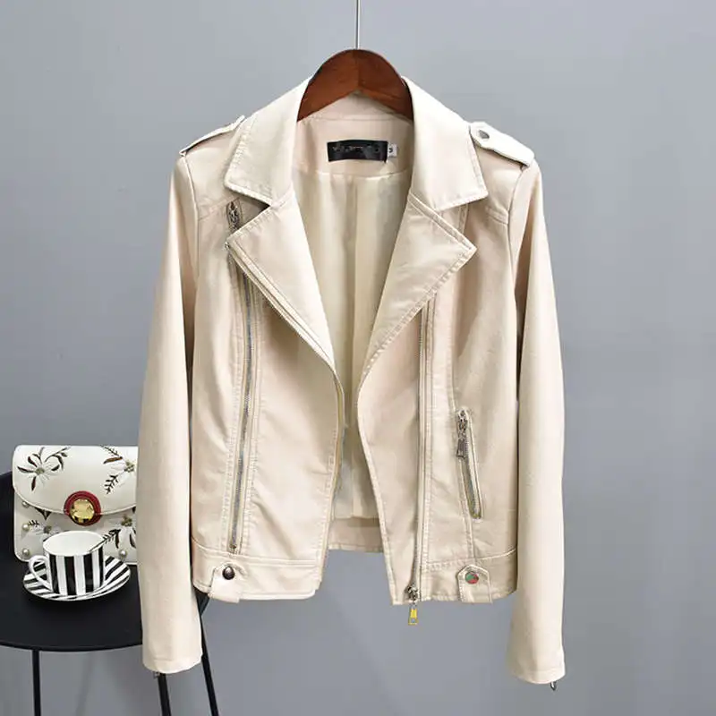 M-3XL Plus Size Spring Autumn Slim Washed PU Leather Jacket Women Zipper Motorcycle Faux Leather Jacket Fashion Coat Women C6891
M-3XL Plus Size Spring Autumn Slim Washed PU Leather Jacket Women Zipper Motorcycle Faux Leather Jacket Fashion Coat Women C6891