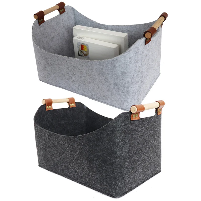 Grey Felt Storage Basket Bin with Handle Bedroom Closet Clothing Toys Storage Box Household Practical Laundry Basket
Grey Felt Storage Basket Bin with Handle Bedroom Closet Clothing Toys Storage Box Household Practical Laundry Basket