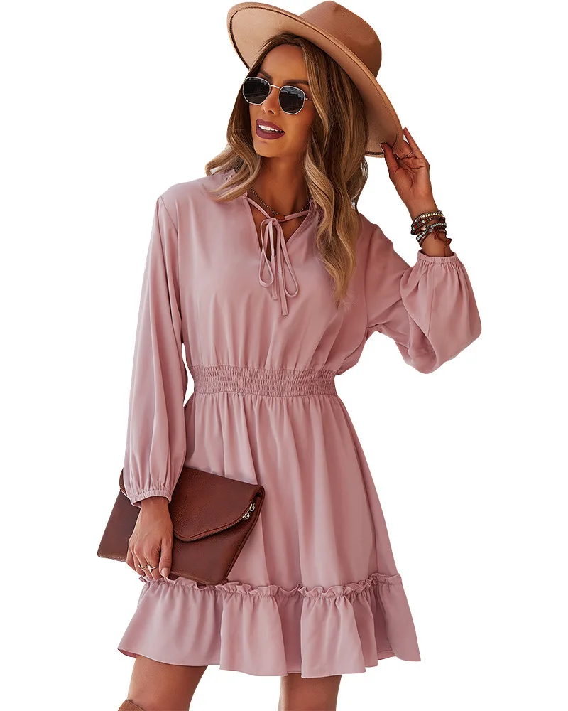 Dresses Women Casual Ruffles Slender Waist Long Sleeve A-LINE Autumn Solid Simplicity Pullover Loose Short Skirt
Dresses Women Casual Ruffles Slender Waist Long Sleeve A-LINE Autumn Solid Simplicity Pullover Loose Short Skirt