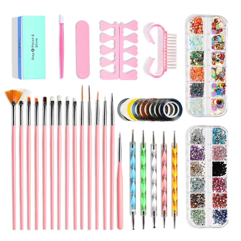 Nail Art Tools Kit for Acrylic Nails, 32PCS Nail Design Kit with Gel Nail Art Brushes, Dotting Tool, Nail Rhinestones and Nail
Nail Art Tools Kit for Acrylic Nails, 32PCS Nail Design Kit with Gel Nail Art Brushes, Dotting Tool, Nail Rhinestones and Nail