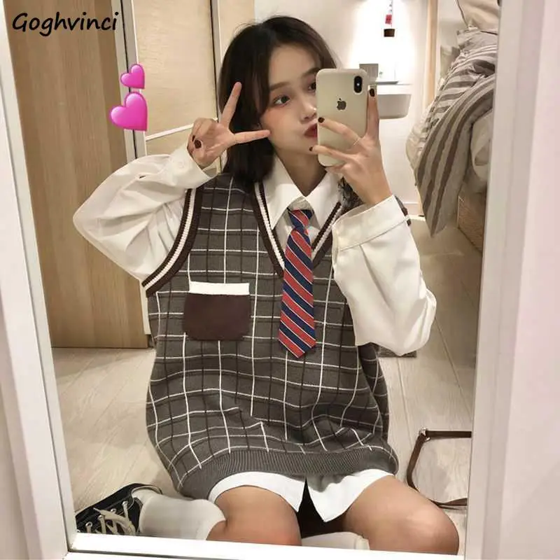Sweater Vest Women V-neck Preppy Style Loose Pocket Japanese-style Chic Ulzzang Girls All-match Autumn Knit Outwear Casual New
Sweater Vest Women V-neck Preppy Style Loose Pocket Japanese-style Chic Ulzzang Girls All-match Autumn Knit Outwear Casual New