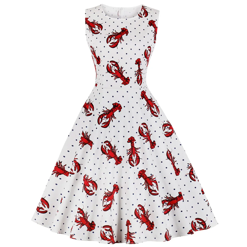 2021 Lobster Printing Women Swing Dress Sleeveless Audrey Hepburn Robe Retro Casual Vintage O-Neck A Line Tunic Dresses Vestidos
2021 Lobster Printing Women Swing Dress Sleeveless Audrey Hepburn Robe Retro Casual Vintage O-Neck A Line Tunic Dresses Vestidos