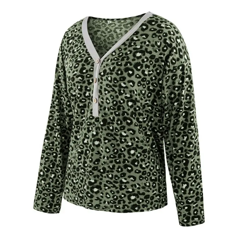 Womens Long Sleeve Leopard Printed Tee Casual Button V Neck Tops Blouse T-shirts
Womens Long Sleeve Leopard Printed Tee Casual Button V Neck Tops Blouse T-shirts