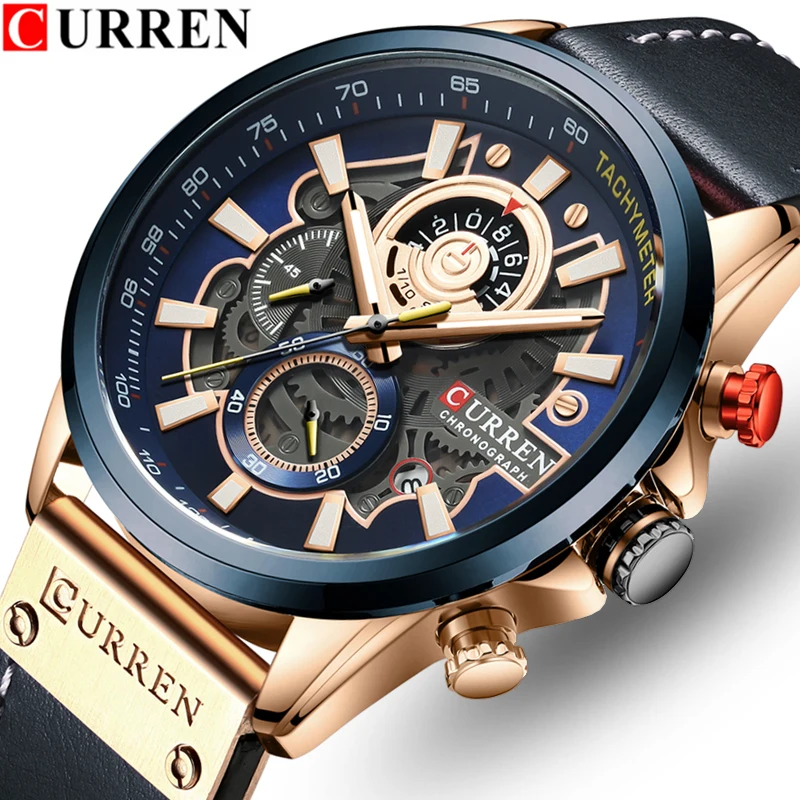 

CURREN Fashion Casual Mens Watches Top Brand Luxury Sport Chronograph Watch Men Waterproof Quartz Leathe Clock Relogio Masculino