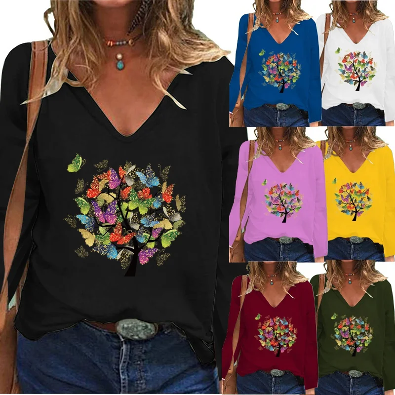 Women Clothing Autumn and Winter Fashion Printing Gtraphic Tee V- Neck Pullover Elegent Loose Casual Shirt Plus Size Tops XS-5XL
Women Clothing Autumn and Winter Fashion Printing Gtraphic Tee V- Neck Pullover Elegent Loose Casual Shirt Plus Size Tops XS-5XL