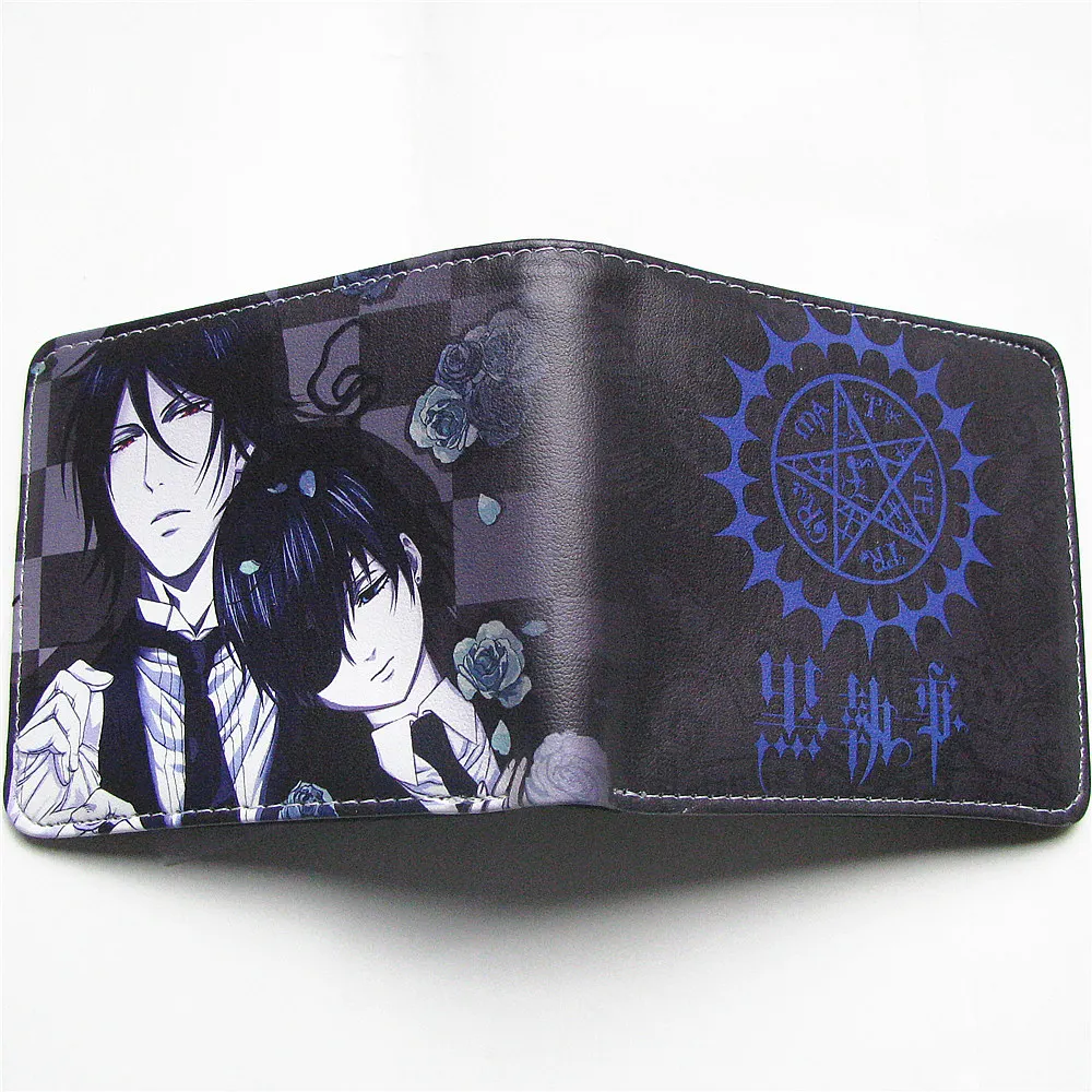 Black Butler Anime Short Wallet Sebastian Michaelis and Ciel Phantomhive Bifold Coin Purse Gift | Багаж и сумки