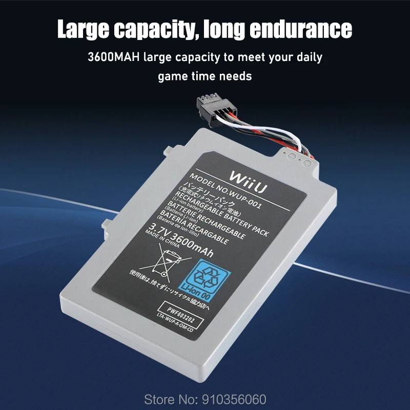1 шт. 3 7 V 3600 мА/ч Перезаряжаемые литий Батарея пакет для Nintendo Wii U Wii-U u пульт