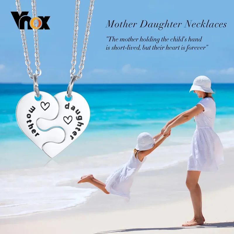 Vnox 2Pcs/set Family Love Heart Couple Necklaces for Mom Daughter, Never Fade Stainless Steel Half Love Shaped Pendant Jewelry
Vnox 2Pcs/set Family Love Heart Couple Necklaces for Mom Daughter, Never Fade Stainless Steel Half Love Shaped Pendant Jewelry