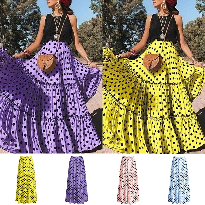 Summer Chiffon Long Skirt Polka Dot Printed Maxi Dress Bottoms High Waist Casual Skirts For Women Clothing Bohemian jupes Femme
Summer Chiffon Long Skirt Polka Dot Printed Maxi Dress Bottoms High Waist Casual Skirts For Women Clothing Bohemian jupes Femme