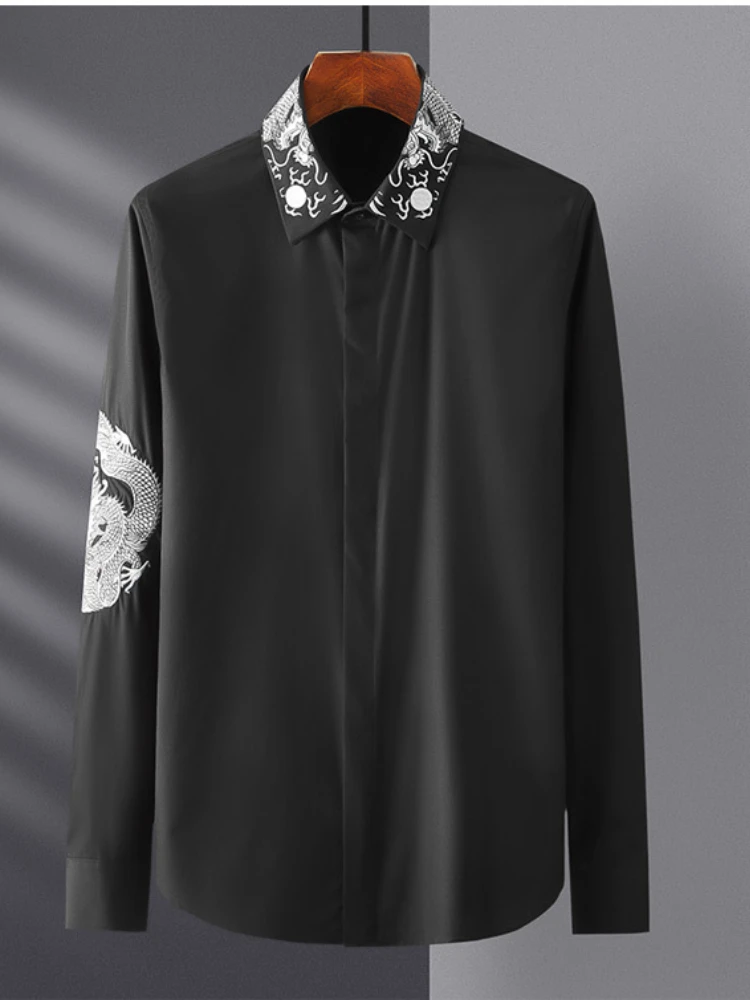 Chinese Style Dragon Embroidery Texture Shirt MEN male Clothing Full sleeve Slim Casual shirts Anti-Wrinkle Cotton Camisas
Chinese Style Dragon Embroidery Texture Shirt MEN male Clothing Full sleeve Slim Casual shirts Anti-Wrinkle Cotton Camisas