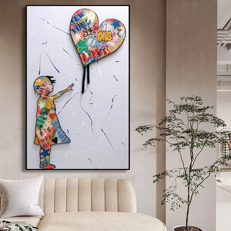 Bansky Graffiti Art Canvas Painting Girl with Balloon Street Wall Art Poster And Prints Gift Home Decoration Painting For
Bansky Graffiti Art Canvas Painting Girl with Balloon Street Wall Art Poster And Prints Gift Home Decoration Painting For