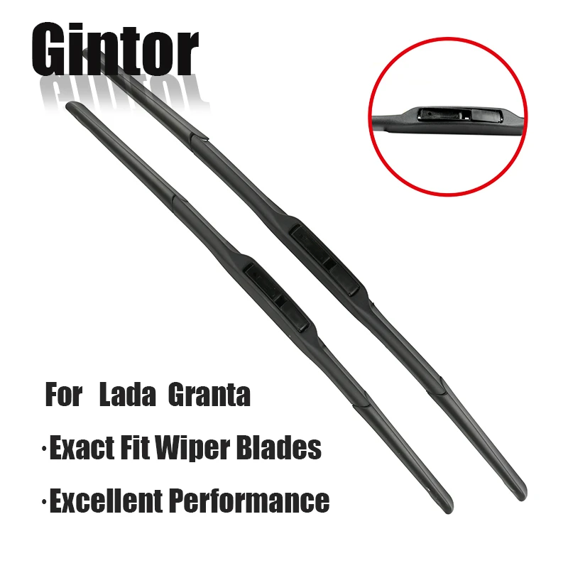 

Gintor Car Windscreen Wiper Blades For Lada Granta 24"+16" 2011 2012 2013 Natural Rubber Clean The Windshield Fit Hook Arms