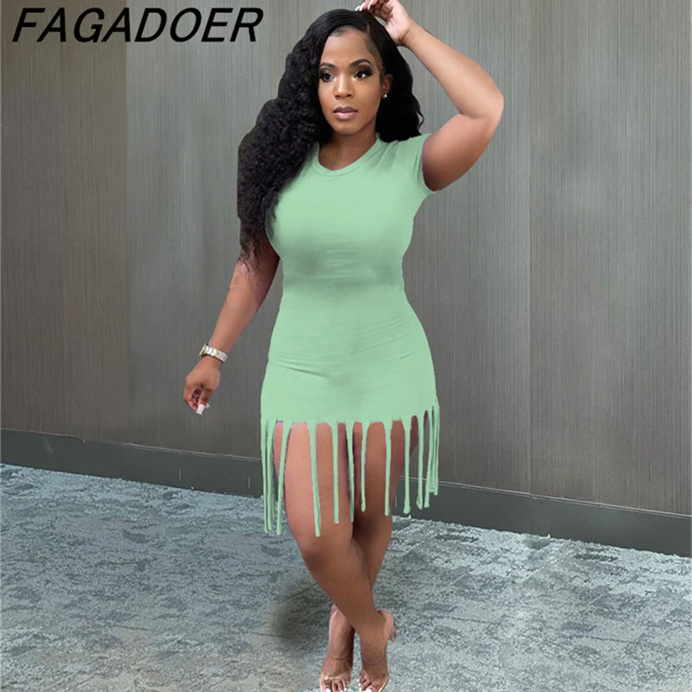FAGADOER Solid Casual Women Dresses Short Sleeve Stretchy Tassel Dress Plus Size Fashion Casual Summer Outfits Vestidos 2021
FAGADOER Solid Casual Women Dresses Short Sleeve Stretchy Tassel Dress Plus Size Fashion Casual Summer Outfits Vestidos 2021