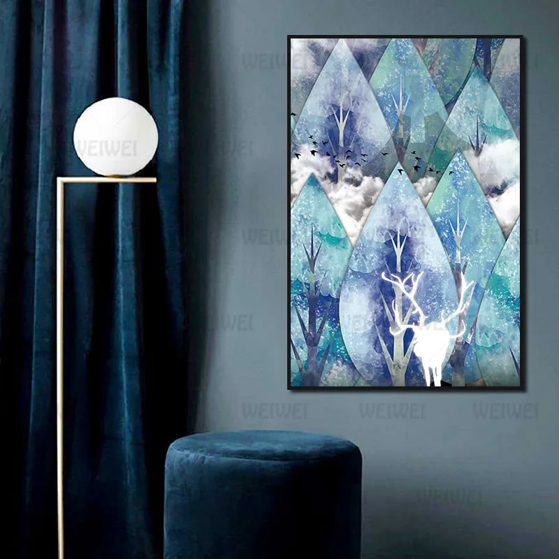 Abstract Poster White Deer and Cyan Blue Tree Bedroom Home Decoration Painting Canvas Painting Wall Art Hd Printing
Abstract Poster White Deer and Cyan Blue Tree Bedroom Home Decoration Painting Canvas Painting Wall Art Hd Printing
