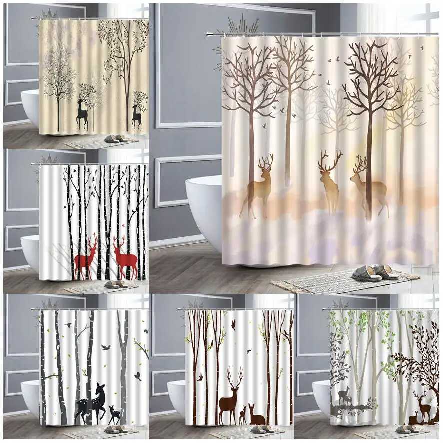 Waterproof Shower Curtain Sets Forest Scenery Elk Deer Nordic Style Polyester Fabric Hooks Bathroom Curtains Modern Home Decor
Waterproof Shower Curtain Sets Forest Scenery Elk Deer Nordic Style Polyester Fabric Hooks Bathroom Curtains Modern Home Decor