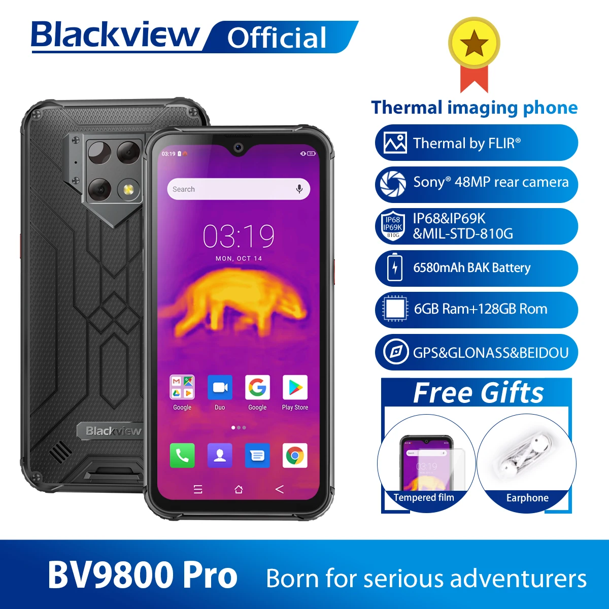 

NEW NEW2022 Blackview BV9800 Pro Global First Thermal imaging Smartphone Helio P70 Android 9.0 6GB+128GB Waterproof 6580mAh