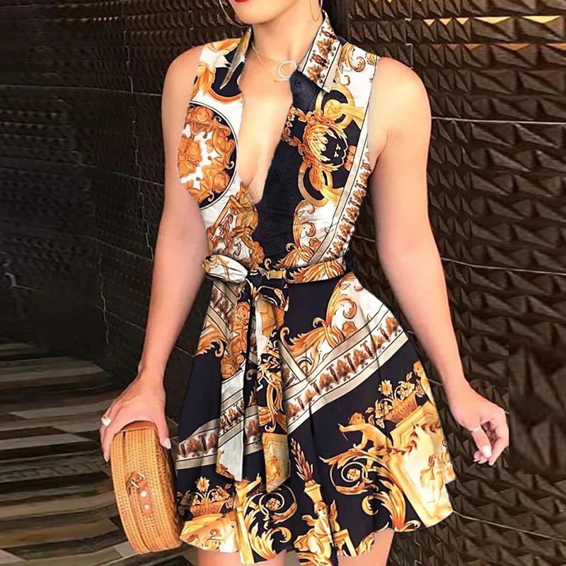 grace Women Chain Print Sleeveless Dress Casual Bandage Mini A-line Dresses Sexy Party Dress Summer Feminias
grace Women Chain Print Sleeveless Dress Casual Bandage Mini A-line Dresses Sexy Party Dress Summer Feminias