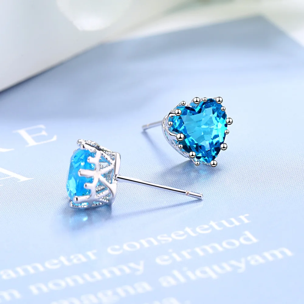 CH-1108 Blue Love Heart Zircon Stud Earrings Trendy Bohemian S925 Sterling Silver Needles Simple Geometric Birthday Jewelry Gift 
CH-1108 Blue Love Heart Zircon Stud Earrings Trendy Bohemian S925 Sterling Silver Needles Simple Geometric Birthday Jewelry Gift