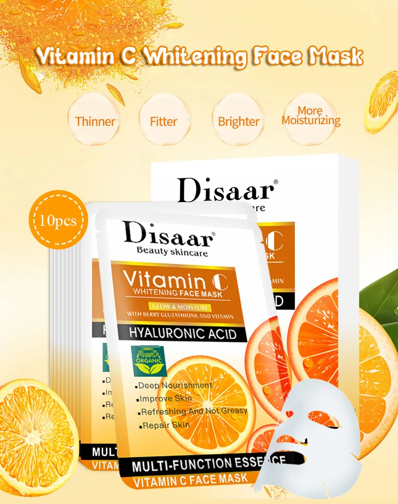 10Pieces Disaar VC Mask Solution Replenish Water And Fine Lines To Lighten Skin Moistening Whitening And Smoothing Skin VC Mask
10Pieces Disaar VC Mask Solution Replenish Water And Fine Lines To Lighten Skin Moistening Whitening And Smoothing Skin VC Mask