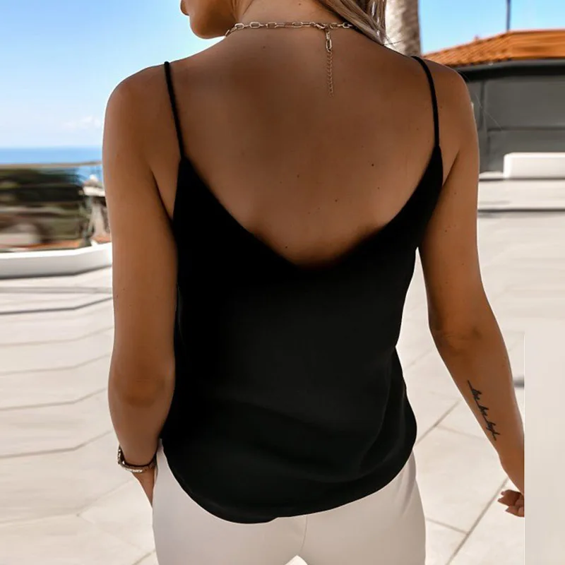 Fashion Sling V Neck Solid Women Blouses Summer 2021 Elegant Sleeveless Office Lady Tops Sexy Backless Shirts Blusas Streetwear
Fashion Sling V Neck Solid Women Blouses Summer 2021 Elegant Sleeveless Office Lady Tops Sexy Backless Shirts Blusas Streetwear