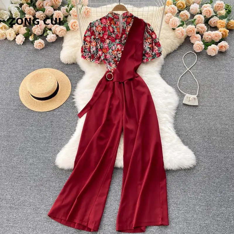 2021 Summer Women Vintage Patchwork Jumpsuits V-neck Short Sleeve High Waist Printed Wide Leg Pants New Streetwear Jumpsuit
2021 Summer Women Vintage Patchwork Jumpsuits V-neck Short Sleeve High Waist Printed Wide Leg Pants New Streetwear Jumpsuit
