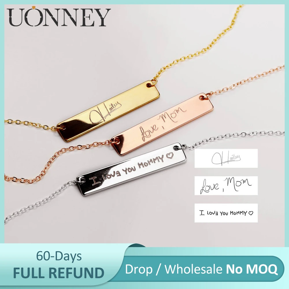 UONNEY Dropshipping Custom Actual Handwriting Engraved Necklace Personalized Name Vertical Pendant Steel Gifts for Christmas
UONNEY Dropshipping Custom Actual Handwriting Engraved Necklace Personalized Name Vertical Pendant Steel Gifts for Christmas