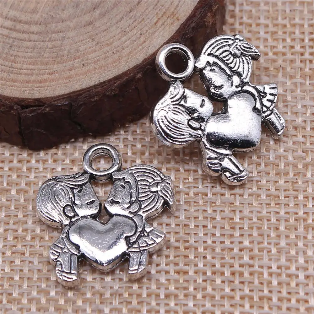 4Pcs 23x21mm Antique Silver Color Heart Couple Charms For DIY Bracelet Necklace Jewelry Making
4Pcs 23x21mm Antique Silver Color Heart Couple Charms For DIY Bracelet Necklace Jewelry Making