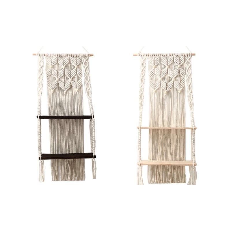 Boho Macrame Wall Hanging Shelf 2 Tier Handmade Woven Tassel Tapestry Wood Wall Floating Hanger Home Decor
Boho Macrame Wall Hanging Shelf 2 Tier Handmade Woven Tassel Tapestry Wood Wall Floating Hanger Home Decor