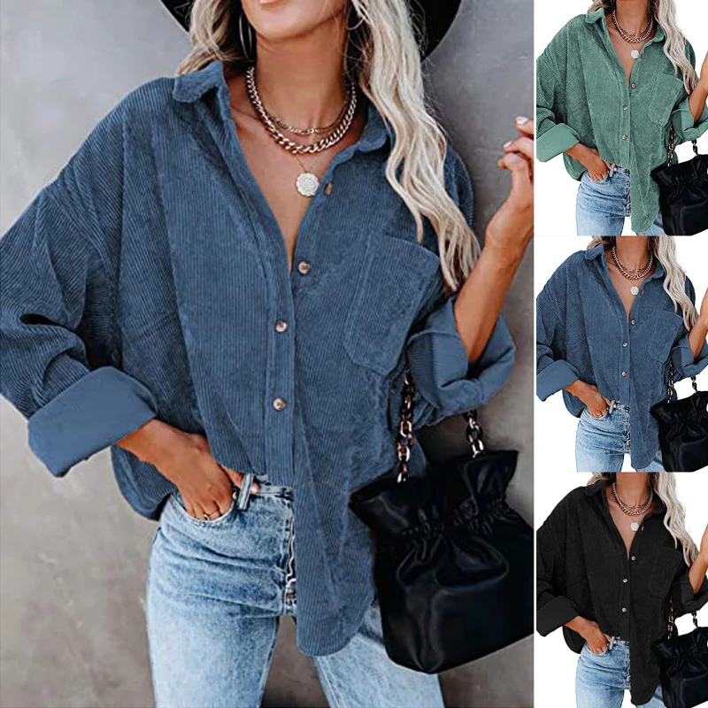 Женская Вельветовая блузка, однотонная однобортная рубашка с отложным воротником и карманами, теплая Повседневная куртка, весна-осень 2022
Женская Вельветовая блузка, однотонная однобортная рубашка с отложным воротником и карманами, теплая Повседневная куртка, весна-осень 2022