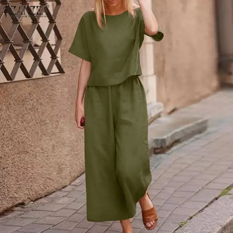 2022 ZANZEA Women Summer Blouse 2PCS Pant Sets Solid Loose Wide Leg Trousers Oversized Matching Sets Vintage Short Sleeve Suits
2022 ZANZEA Women Summer Blouse 2PCS Pant Sets Solid Loose Wide Leg Trousers Oversized Matching Sets Vintage Short Sleeve Suits