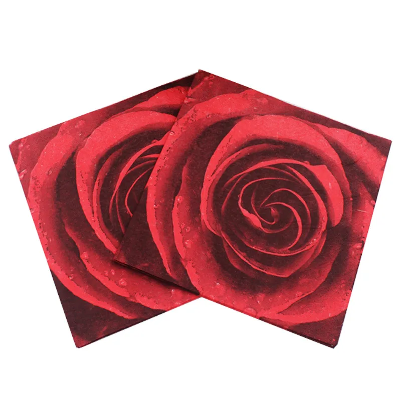 

33*33 см 20 шт./лот красная роза сервировочные декупажные салфетки бумажные салфетки на годовщину свадьбу вечевечерние Декор для дома платок