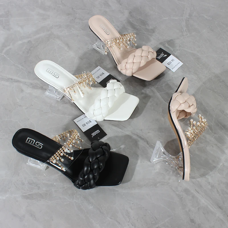 Women's Sandals Summer New Products Fashion Chain Pearl PU Handwoven High Heel Women Sandals Party Wedding Shoes 7.5CM
Women's Sandals Summer New Products Fashion Chain Pearl PU Handwoven High Heel Women Sandals Party Wedding Shoes 7.5CM