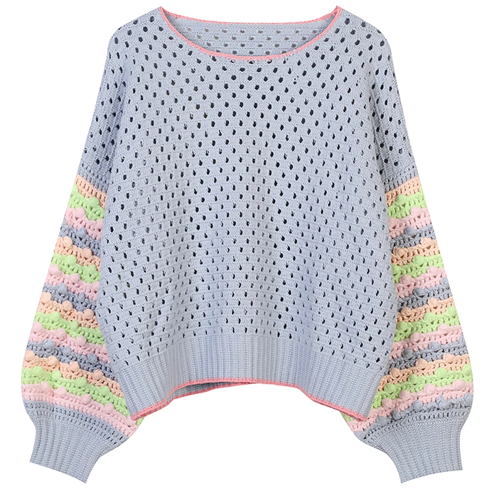 2021 Autumn New Women's Round Neck Pullover Long Sleeve Contrast Stripe Hollow Loose Knit Top Thick Style
2021 Autumn New Women's Round Neck Pullover Long Sleeve Contrast Stripe Hollow Loose Knit Top Thick Style
