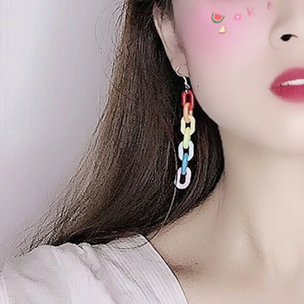 Personality Candy Color Acrylic Long Chain Statement Earrings Colorful Rainbow Geometric Cool Earrings for Woman Party Jewelry
Personality Candy Color Acrylic Long Chain Statement Earrings Colorful Rainbow Geometric Cool Earrings for Woman Party Jewelry