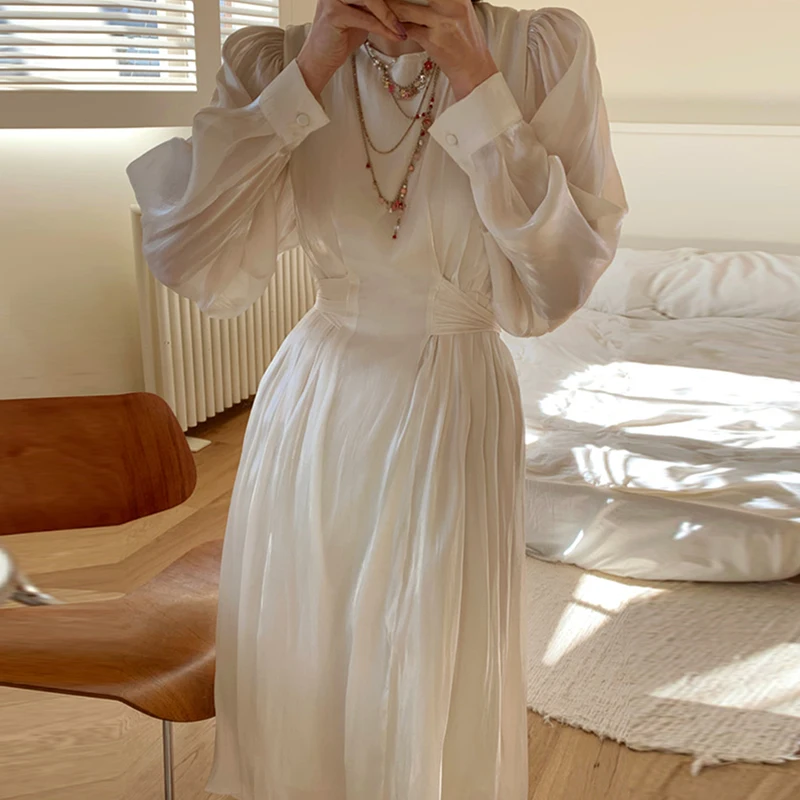 

Женское винтажное платье с длинным рукавом, вечерние тное облегающее праздничное платье-трапеция в стиле бохо с высокой талией, весна-осень 2021