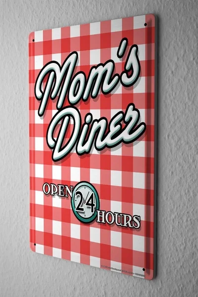 Retro Tin Sign Wall Decor Plate Mom`s Diner Metal Wall Plate 8X12
Retro Tin Sign Wall Decor Plate Mom`s Diner Metal Wall Plate 8X12