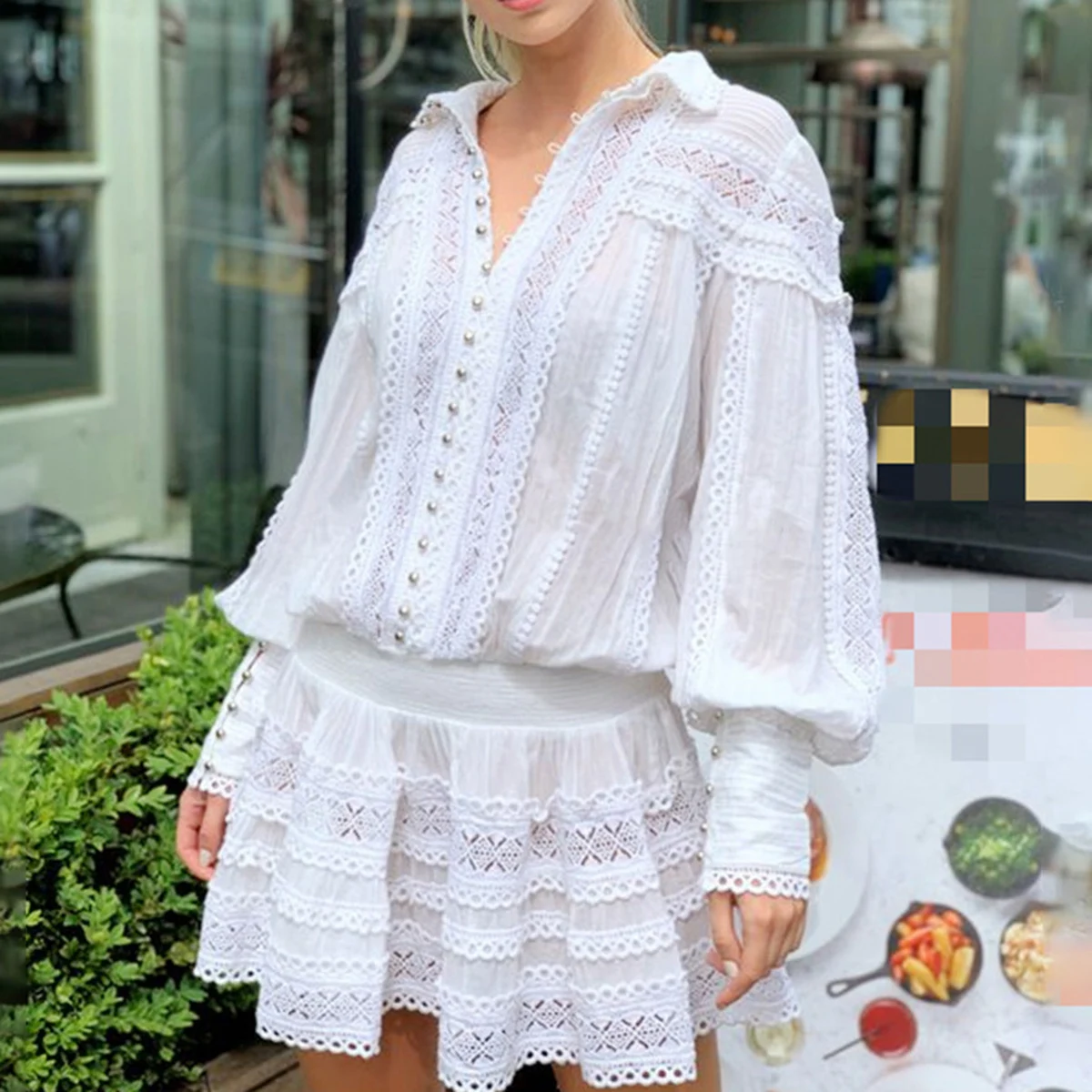 Jastie Boho Lace Mini Dress Single-breasted Stand Lantern Sleeve Ruffle Hem Casual Dresses Holiday Beach Women Clothes Spring
Jastie Boho Lace Mini Dress Single-breasted Stand Lantern Sleeve Ruffle Hem Casual Dresses Holiday Beach Women Clothes Spring