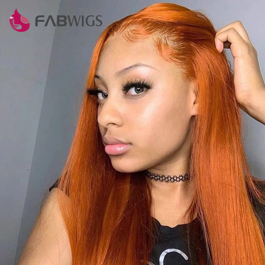 Парики из натуральных волос Fabwigs волнистые волосы имбирного цвета с прядями для