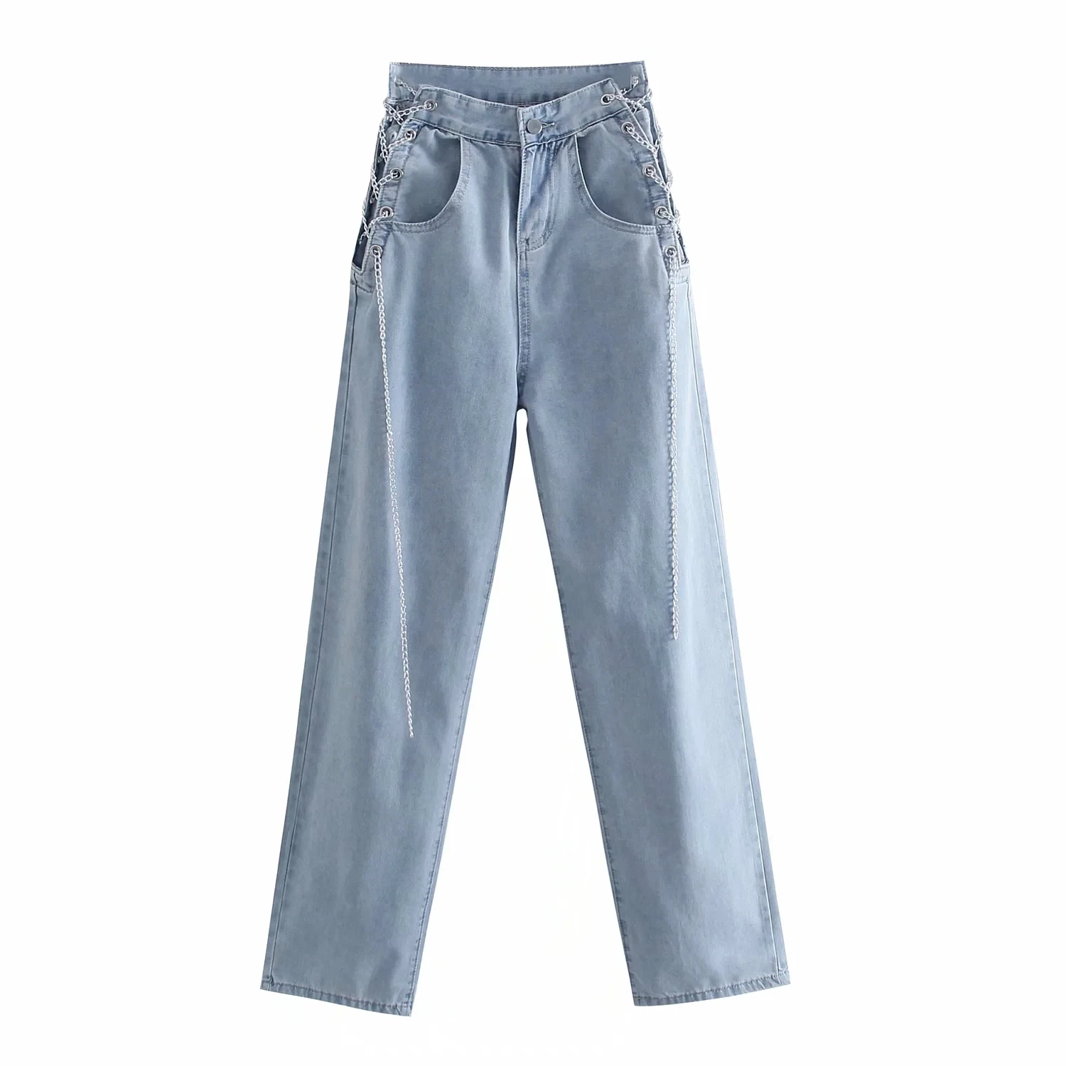 2021 women Soft Comfort Straight Cylinder Jeans full length High waist Chain denim pants pocket Light Blue fashion Trousers Lady
2021 women Soft Comfort Straight Cylinder Jeans full length High waist Chain denim pants pocket Light Blue fashion Trousers Lady