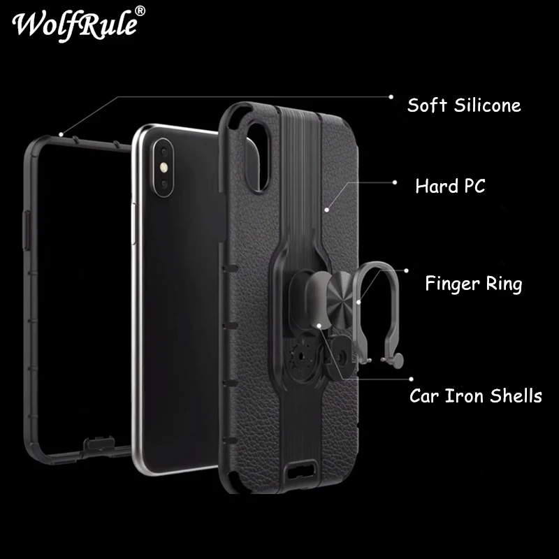 For Huawei P20 Lite 2019 Case Full Protetive Cover Nova 5i Phone Ring Holder Stand Magnetic PC Silicone Case6.4" | Мобильные