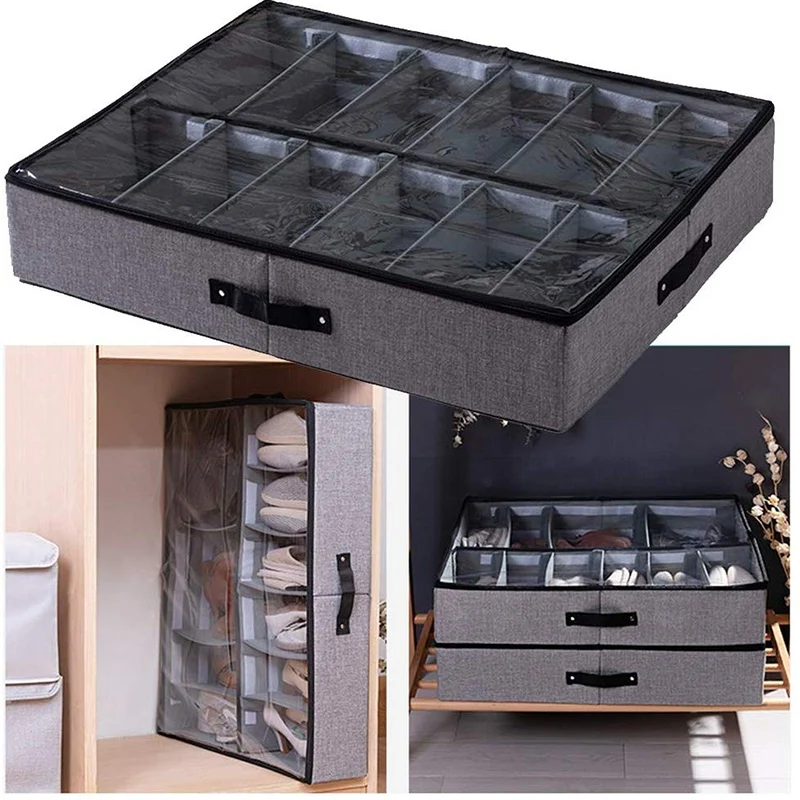 Underbed Shoe Storage Bag with Clear Lid, 12 Dividers Under Bed Shoes Tidy Organiser, Foldable Fabric Holder Closet Organizer St
Underbed Shoe Storage Bag with Clear Lid, 12 Dividers Under Bed Shoes Tidy Organiser, Foldable Fabric Holder Closet Organizer St