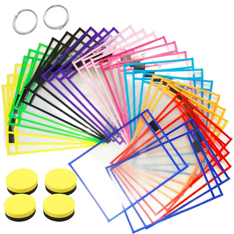 30Pcs Dry Erase Pockets Reusable Sleeves Clear Teacher Supplies for Classroom, School & Homeschool Organization
30Pcs Dry Erase Pockets Reusable Sleeves Clear Teacher Supplies for Classroom, School & Homeschool Organization