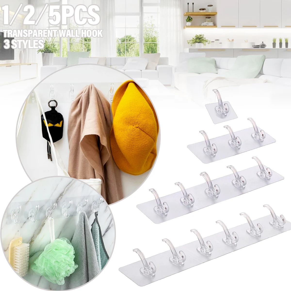 Transparent Wall Hooks Strong Self Adhesive Waterproof Anti-Oil Rack Reusable Seamless Storage Hook for Bathroom Kitchen Supply
Transparent Wall Hooks Strong Self Adhesive Waterproof Anti-Oil Rack Reusable Seamless Storage Hook for Bathroom Kitchen Supply