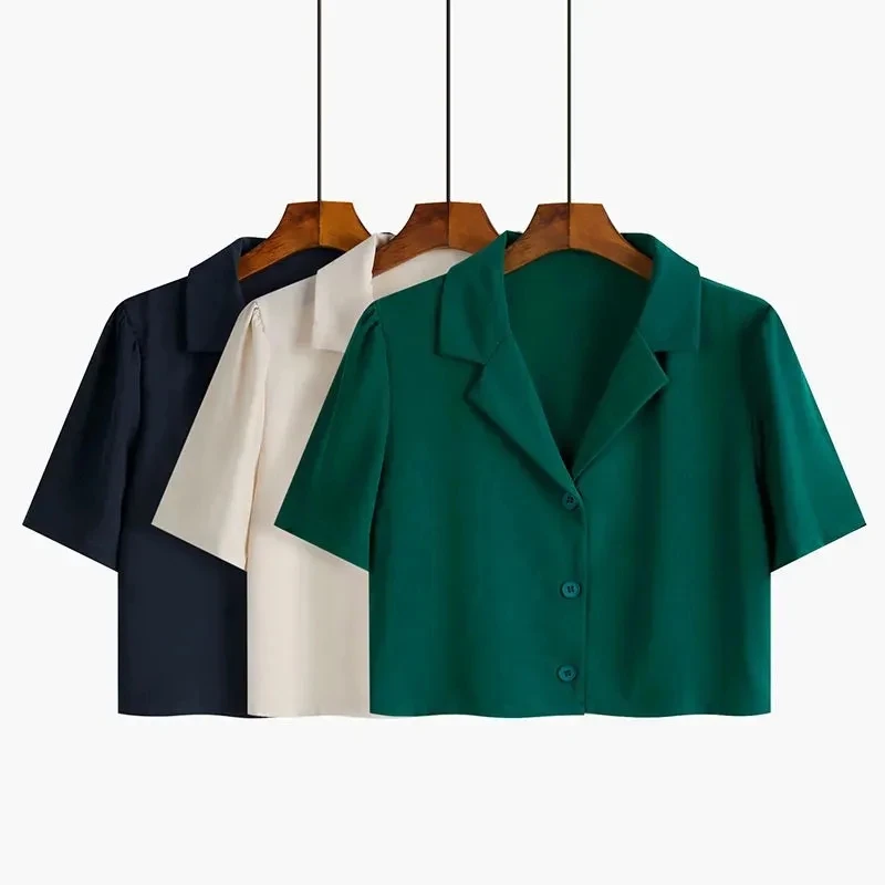 Suit collar short sleeve shirt women's thin style retro summer 2021 new design impression minority short top coats P3 393
Suit collar short sleeve shirt women's thin style retro summer 2021 new design impression minority short top coats P3 393