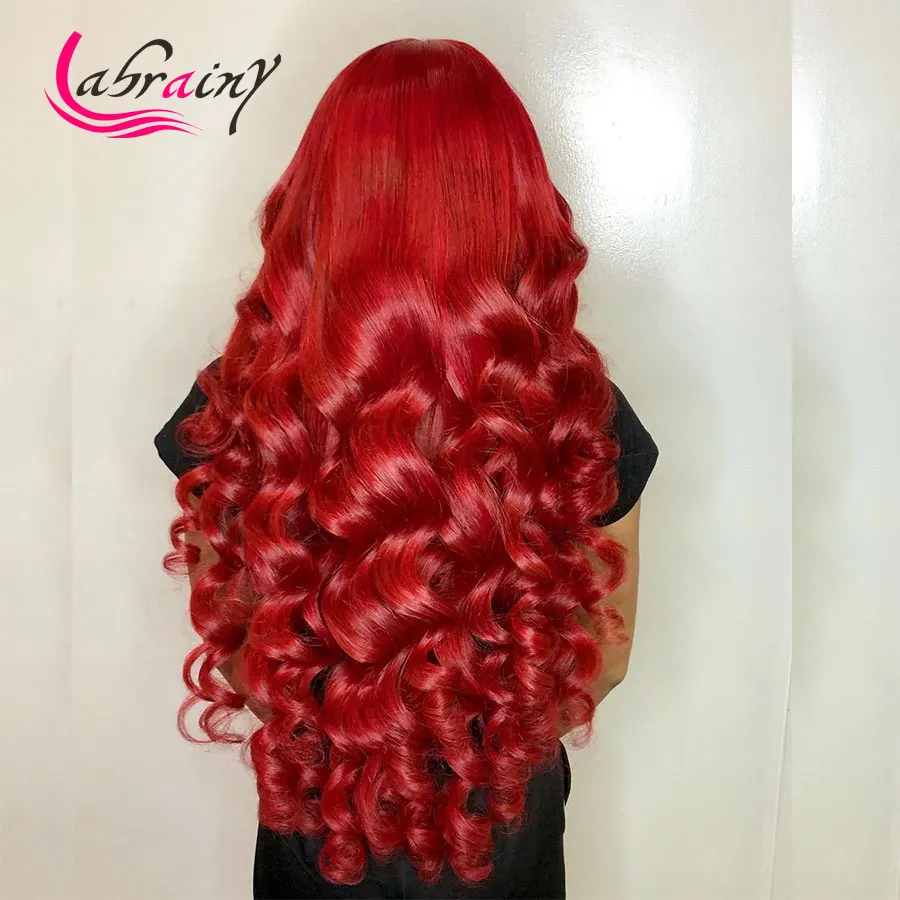 

Burgundy Red HD Transparent Lace Frontal Wig Glueless Pre Plucked 13x6 99J Body Wave Lace Front Human Hair Wigs Bleached Knots