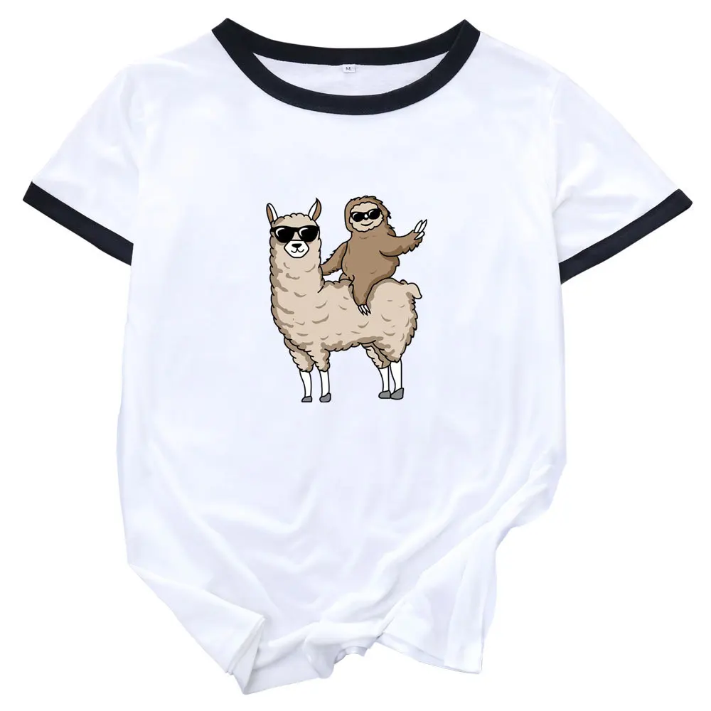 Funny Alpaca Sloth Animals Womens Colorblock Crewneck Short Shleeve Cotton Blend Summer T-shirts Graphic Tees Female Print Top
Funny Alpaca Sloth Animals Womens Colorblock Crewneck Short Shleeve Cotton Blend Summer T-shirts Graphic Tees Female Print Top