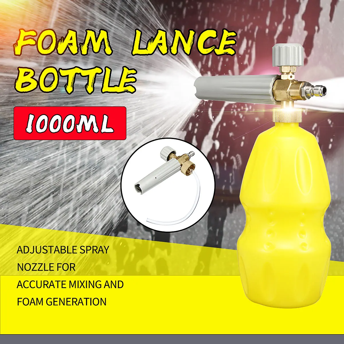 1000ml High Pressure Car Washer Gun Snow Foam Lance Adapter for Karcher Adjustable Auto Car Replacement Part Foam Lance Adapter
1000ml High Pressure Car Washer Gun Snow Foam Lance Adapter for Karcher Adjustable Auto Car Replacement Part Foam Lance Adapter