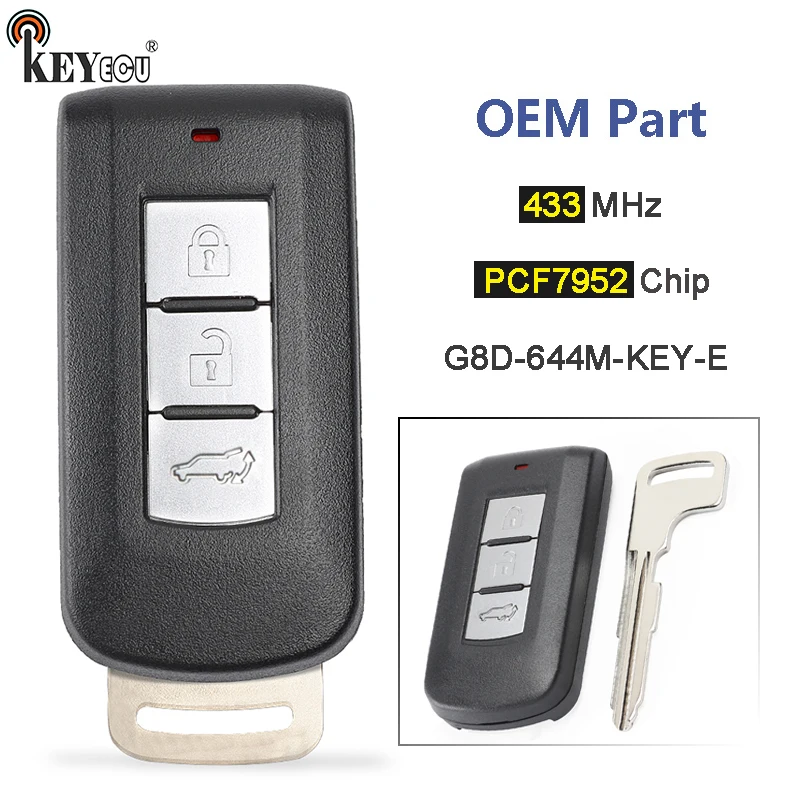 KEYECU 433 МГц PCF7952 чип G8D-644M-KEY-E OEM Запчасти 3 кнопки дистанционного ключа брелок для