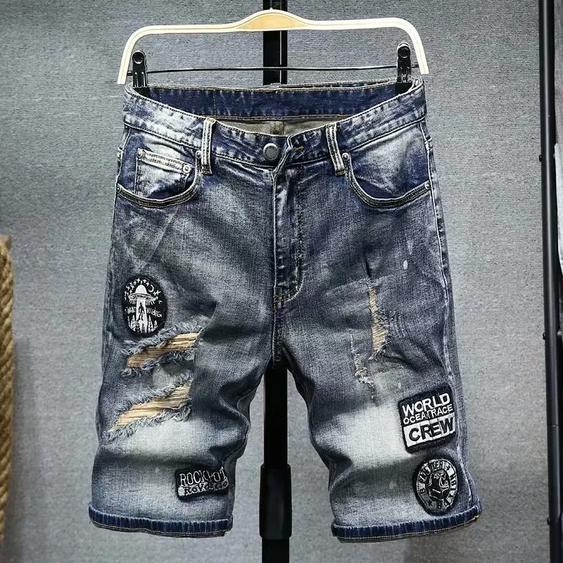 2021 Summer New Embroidered Hole Jeans Shorts Men's and Korean Fashion Slim Elastic Pants Tide Brand Pants
2021 Summer New Embroidered Hole Jeans Shorts Men's and Korean Fashion Slim Elastic Pants Tide Brand Pants
