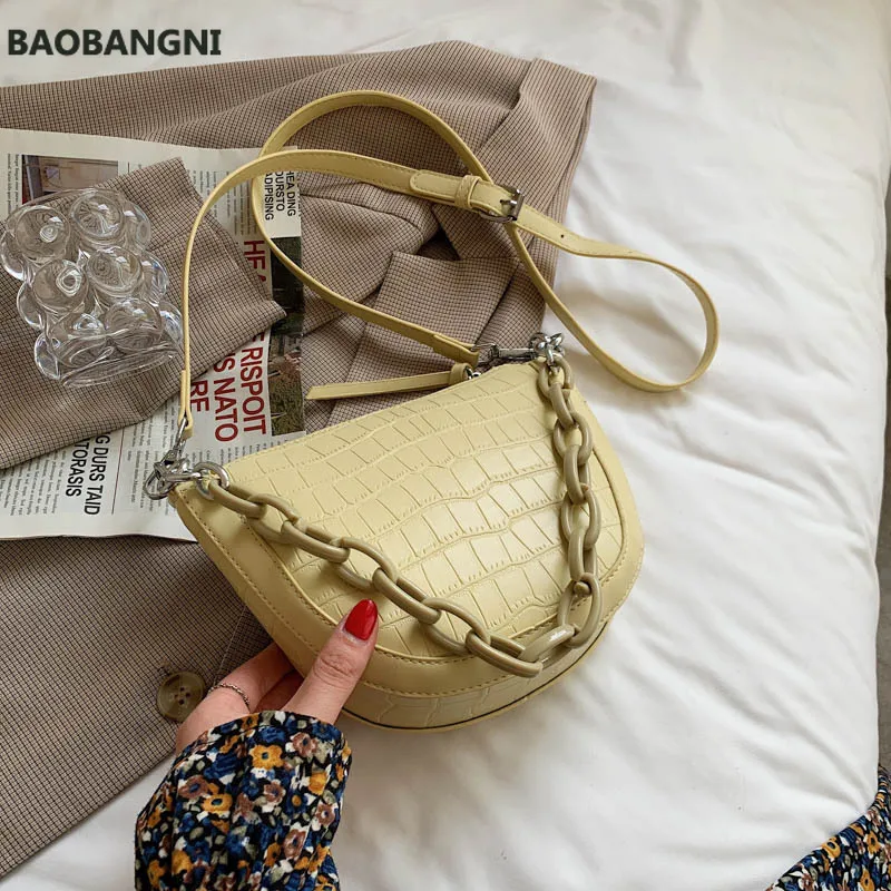 Pattern Saddle Shoulder Bag for Women Chains Strap Summer Handbags Design Trend Female Crossbody Bag
Pattern Saddle Shoulder Bag for Women Chains Strap Summer Handbags Design Trend Female Crossbody Bag